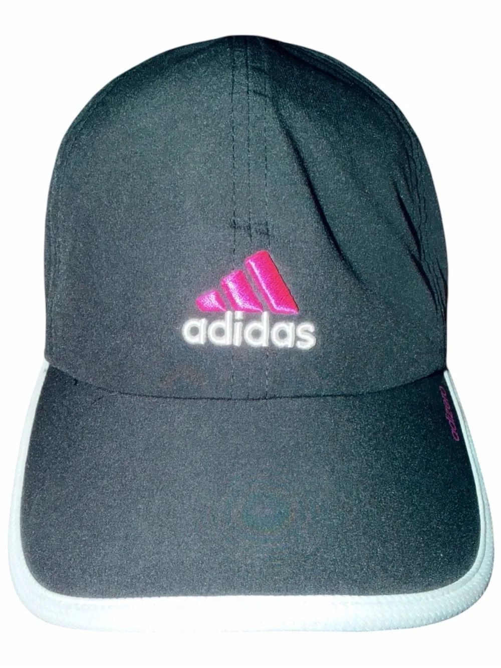 adidas Black Cap with Pink Logo and White Trim